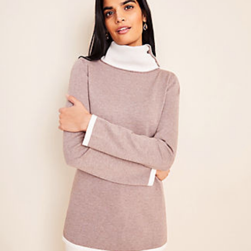 NWT Ann Taylor Button Collar Tunic Sweater
